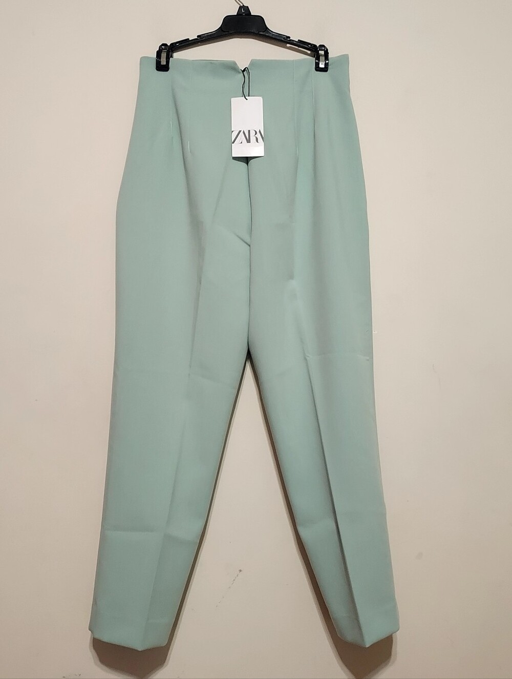 Zara High-Waist Tailored Ankle Pants - Sage Green Sz-L - Picture 5 of 8